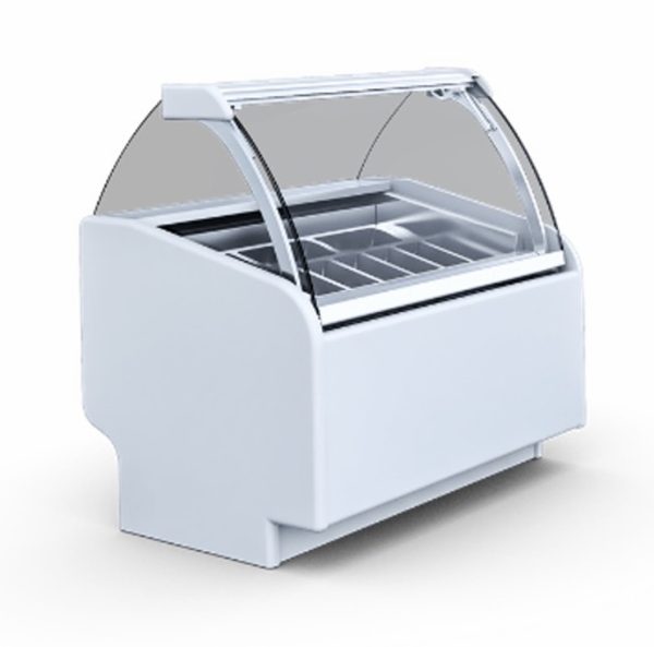 The Aruba 2 Curved Ice Cream Counter series of scoop ice cream dispensers are smaller than the classic Aruba devices. Ideally suited for use in smaller catering establishments, especially small pastry shops, cafes and small ice cream stands.